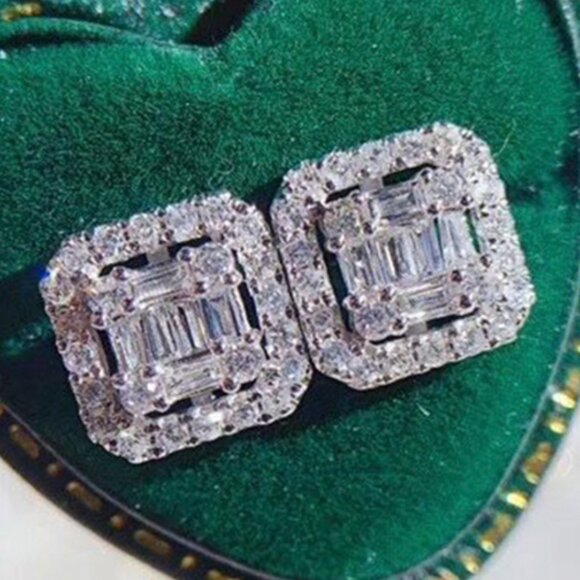 Sparkling Clear CZ Unique Design Stud Earrings for Women, MLNN1066 - Picture 1 of 6